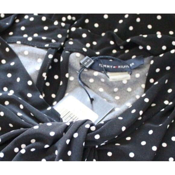 Tommy Hilfiger Women's Size L Black With White Polka Dots Keyhole Nekline NWT - Picture 4 of 5
